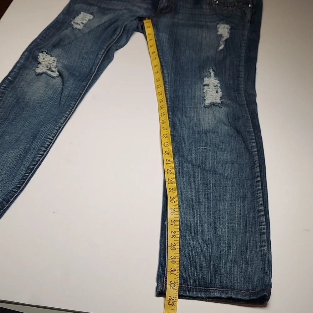 Decibel Women's Distressed Jeans with Rhinestones